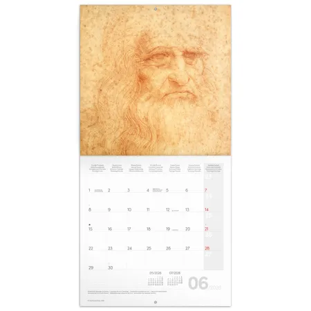 NOTIQUE Poznámkový kalendář Leonardo da Vinci 2026, 30 x 30 cm