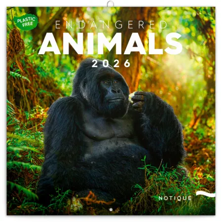 NOTIQUE Poznámkový kalendář Ohrožené druhy 2026, 30 x 30 cm
