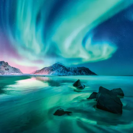 NOTIQUE Poznámkový kalendář Polární záře 2026, 30 x 30 cm