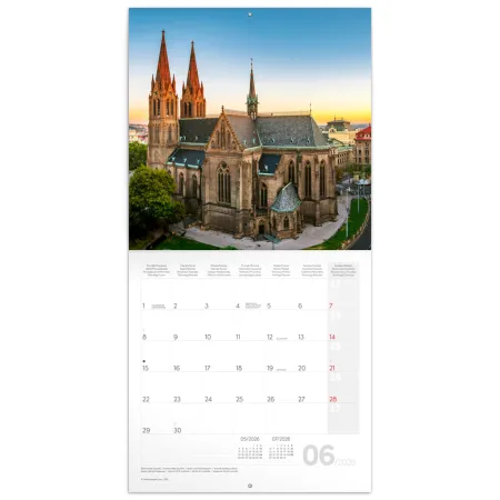 NOTIQUE Poznámkový kalendář Praha 2026, 30 x 30 cm