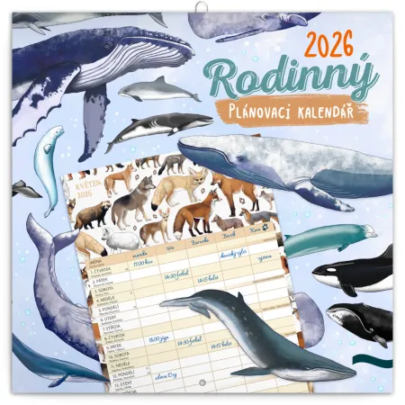 NOTIQUE Rodinný plánovací kalendář Animalium 2026, 30 x 30 cm
