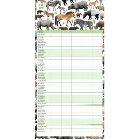 NOTIQUE Rodinný plánovací kalendář Animalium 2026, 30 x 30 cm