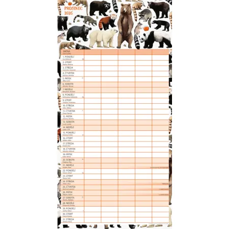 NOTIQUE Rodinný plánovací kalendář Animalium 2026, 30 x 30 cm