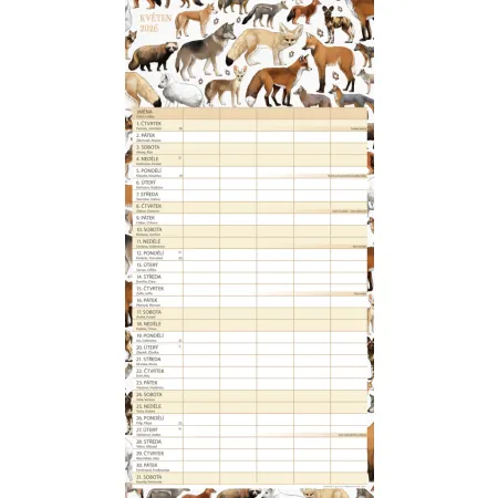 NOTIQUE Rodinný plánovací kalendář Animalium 2026, 30 x 30 cm