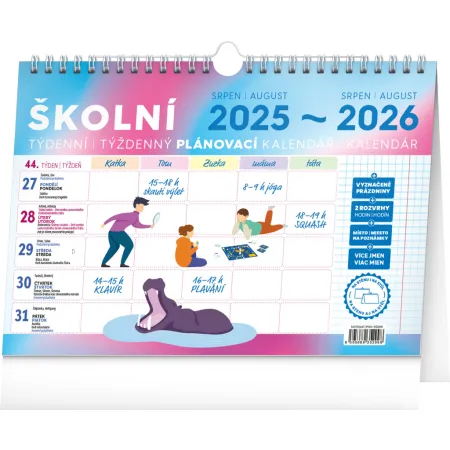 NOTIQUE Školní plánovací kalendář s háčkem 2026, 30 x 21 cm