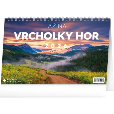 NOTIQUE Stolní kalendář Až na vrcholky hor 2026, 23,1 x 14,5 cm