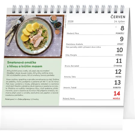 NOTIQUE Stolní kalendář Česká kuchyně 2026, 16,5 x 13 cm