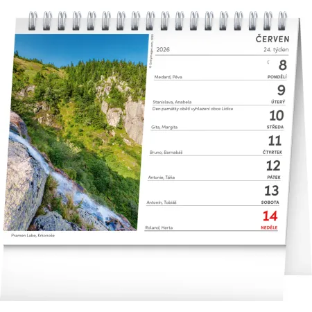 NOTIQUE Stolní kalendář České hory 2026, 16,5 x 13 cm