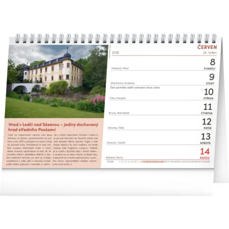 NOTIQUE Stolní kalendář Hrady a zámky 2026, 23,1 x 14,5 cm