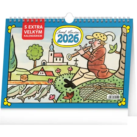 NOTIQUE Stolní kalendář Josef Lada s extra velkým kalendáriem 2026, 30 x 21 cm