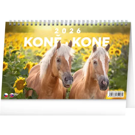 NOTIQUE Stolní kalendář Koně – Kone CZ/SK 2026, 23,1 x 14,5 cm