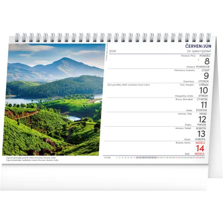 NOTIQUE Stolní kalendář Krajina CZ/SK 2026, 23,1 x 14,5 cm