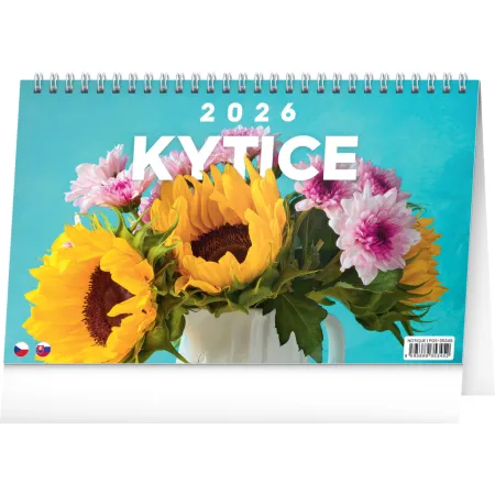 NOTIQUE Stolní kalendář Kytice CZ/SK 2026, 23,1 x 14,5 cm