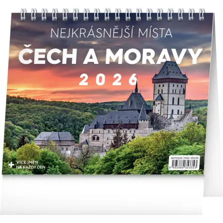 NOTIQUE Stolní kalendář Nejkrásnější místa Čech a Moravy 2026, 16,5 x 13 cm
