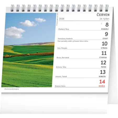 NOTIQUE Stolní kalendář Nejkrásnější místa Čech a Moravy 2026, 16,5 x 13 cm
