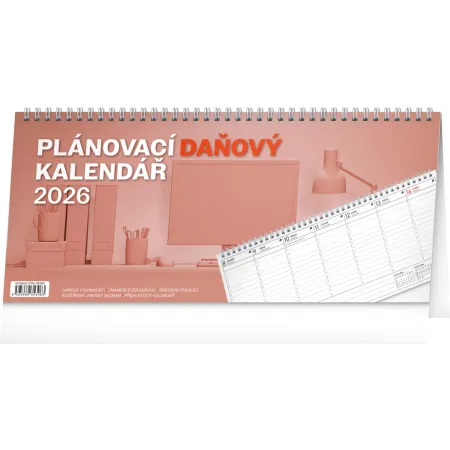 NOTIQUE Stolní kalendář Plánovací daňový 2026, 33 x 14,5 cm
