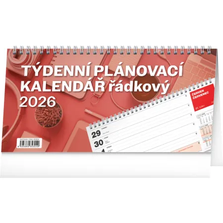 NOTIQUE Stolní kalendář Plánovací řádkový 2026, 25 x 12,5 cm