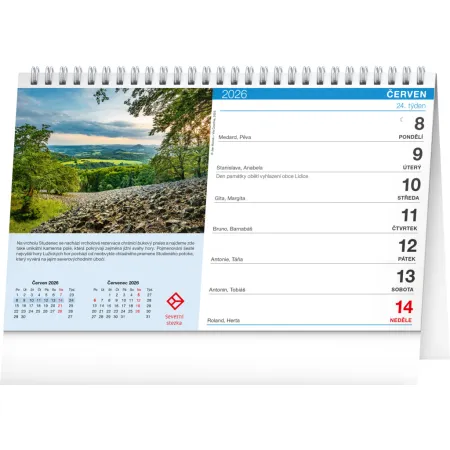 NOTIQUE Stolní kalendář Po Česku stezkami Via Czechia 2026, 23,1 x 14,5 cm