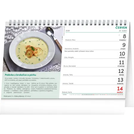NOTIQUE Stolní kalendář Polévky 2026, 23,1 x 14,5 cm