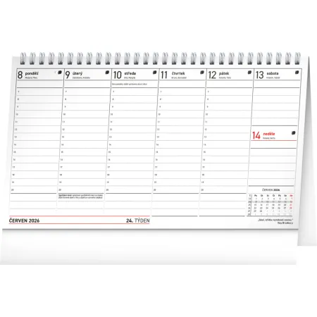 NOTIQUE Stolní kalendář Poznámkový daňový s citáty 2026, 25 x 14,5 cm