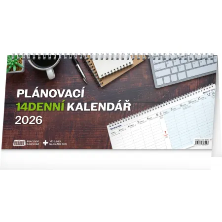 NOTIQUE Stolní kalendář Pracovní 2026 – 14denní, 33 x 14,5 cm