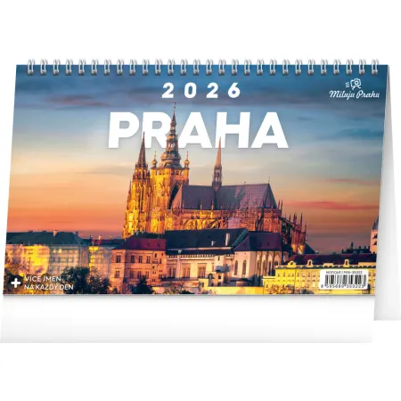 NOTIQUE Stolní kalendář Praha – Miluju Prahu 2026, 23,1 x 14,5 cm