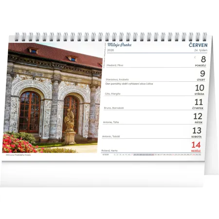 NOTIQUE Stolní kalendář Praha – Miluju Prahu 2026, 23,1 x 14,5 cm