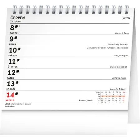 NOTIQUE Stolní kalendář Praktický kalendář s citáty 2026, 16,5 x 13 cm