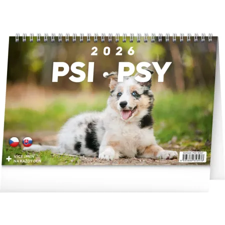 NOTIQUE Stolní kalendář Psi – Psy CZ/SK 2026, 23,1 x 14,5 cm