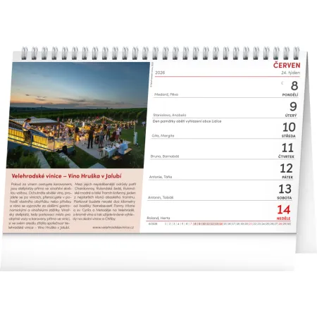 NOTIQUE Stolní kalendář Putování za vínem 2026, 23,1 x 14,5 cm