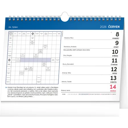 NOTIQUE Stolní kalendář s křížovkami s háčkem 2026, 30 x 21 cm