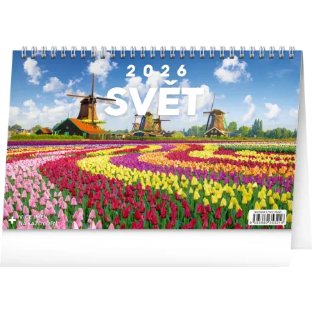 NOTIQUE Stolní kalendář Svět 2026, 23,1 x 14,5 cm