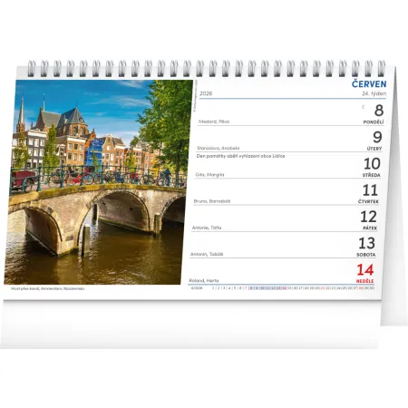 NOTIQUE Stolní kalendář Svět 2026, 23,1 x 14,5 cm