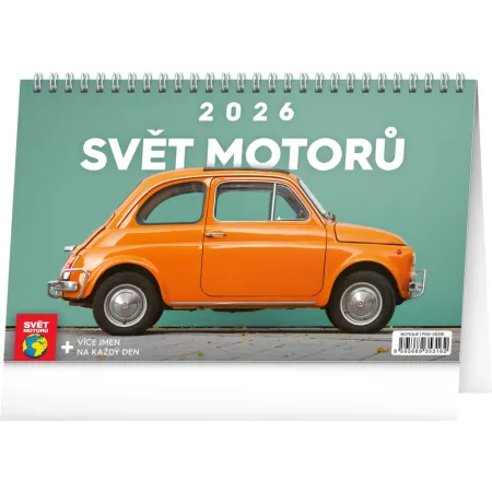 NOTIQUE Stolní kalendář Svět motorů 2026, 23,1 x 14,5 cm