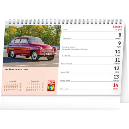 NOTIQUE Stolní kalendář Svět motorů 2026, 23,1 x 14,5 cm