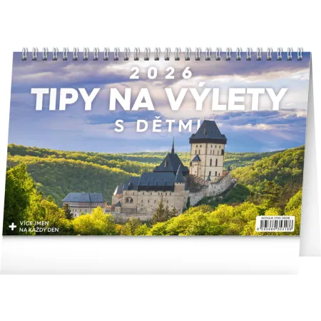 NOTIQUE Stolní kalendář Tipy na výlety s dětmi 2026, 23,1 x 14,5 cm