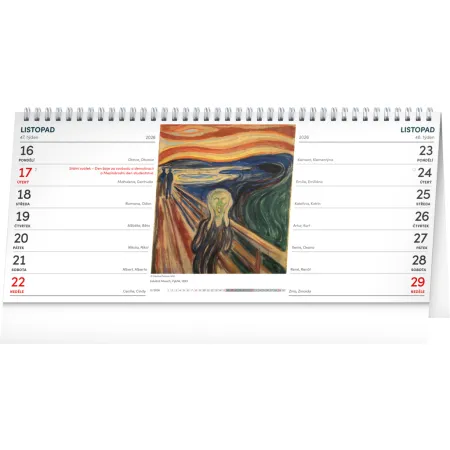 NOTIQUE Stolní kalendář Umění 2026 – 14denní, 33 x 14,5 cm