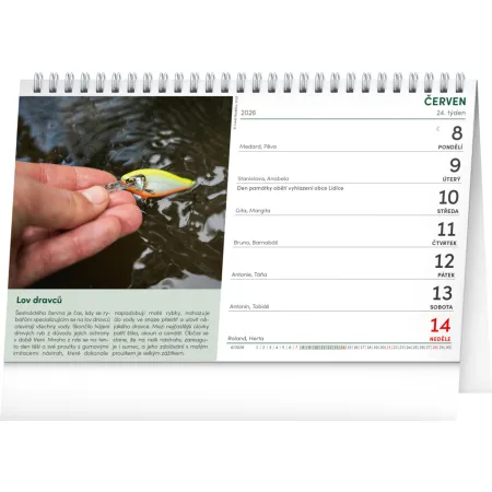 NOTIQUE Stolní Rybářský kalendář 2026, 23,1 x 14,5 cm