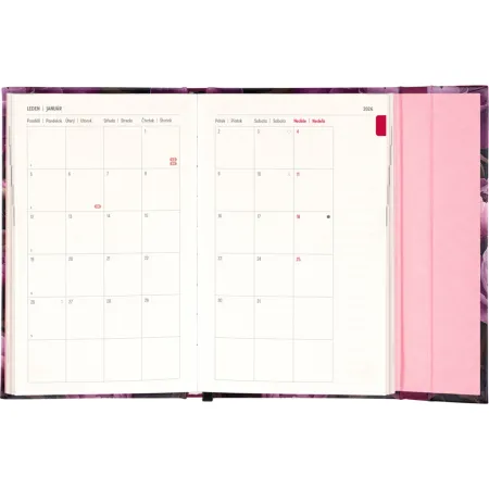 NOTIQUE Týdenní magnetický diář Fialové květy 2026, 13 x 21 cm