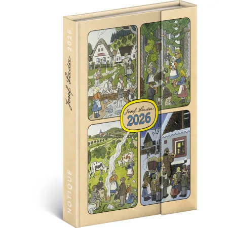 NOTIQUE Týdenní magnetický diář Josef Lada 2026, 11 x 16 cm