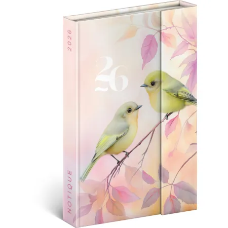 NOTIQUE Týdenní magnetický diář Ptáčci 2026, 11 x 16 cm
