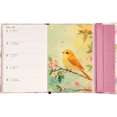 NOTIQUE Týdenní magnetický diář Ptáčci 2026, 11 x 16 cm