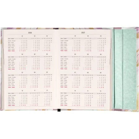 NOTIQUE Týdenní magnetický diář Růžový mramor 2026, 11 x 16 cm