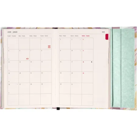 NOTIQUE Týdenní magnetický diář Růžový mramor 2026, 11 x 16 cm