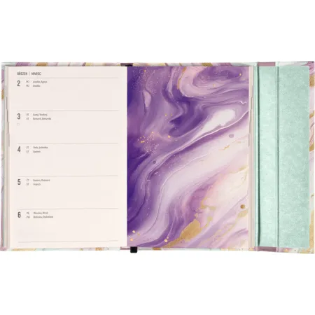 NOTIQUE Týdenní magnetický diář Růžový mramor 2026, 11 x 16 cm