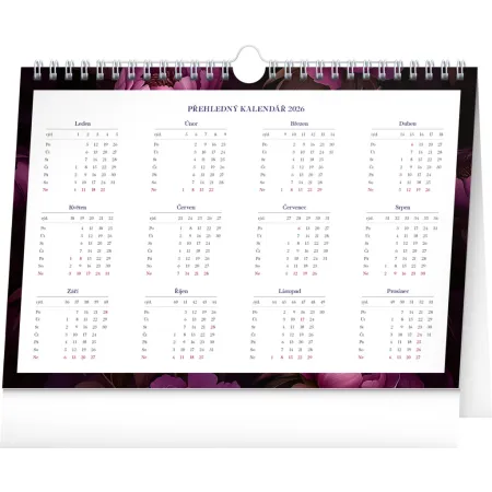 NOTIQUE Týdenní plánovací kalendář Fialové květy 2026, 30 x 21 cm