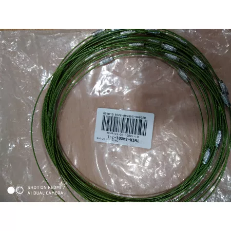 Obojkové lanko, průměr kruhu 145mm, zapínání 12,5x4mm, barva zelená