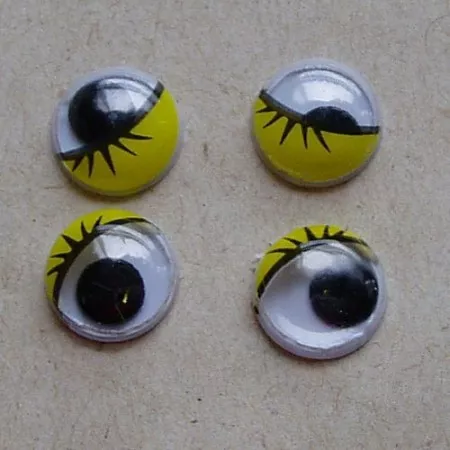 Oči kulaté žluté s řasou 4ks
