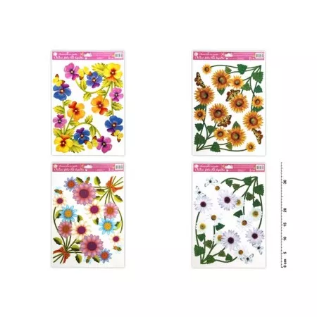 Okenní fólie ANDĚL 869 rohová květinová s kopretinou 37x26cm