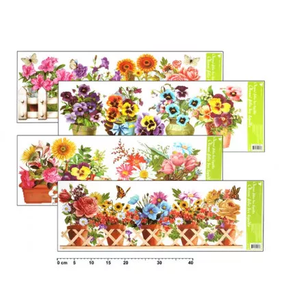 Okenní fólie ANDĚL 877 pruh truhlíkové květiny 60x22,5cm